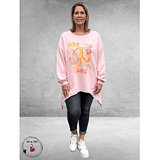 NC Sweater met Statement PEACE Roze